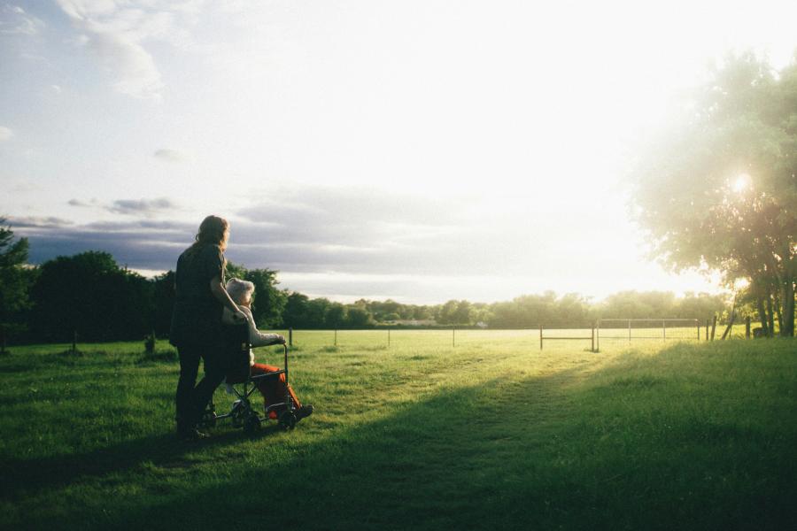 resident and carer country walk